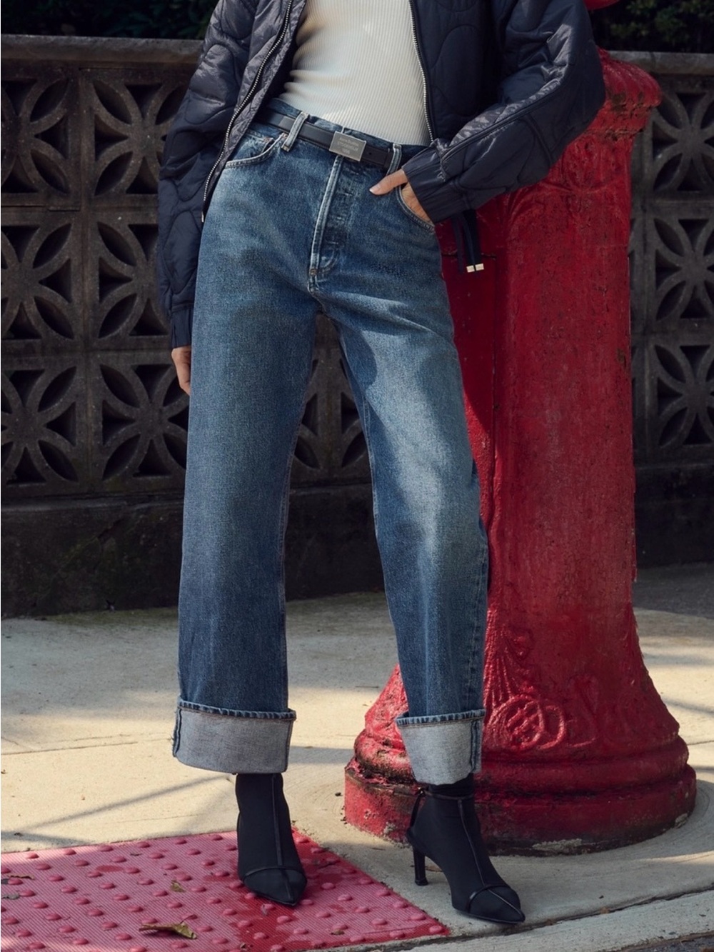 AGOLDE Fran Low-Slung Straight Leg Jeans Dwell Indigo Size 24